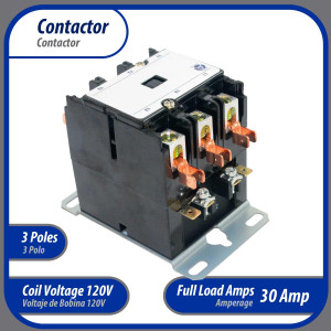 Appli Parts APAC-330120 Heavy Duty 3 Poles Contactor 30 Amp 120 Volts Coil Replacement for ac Compressor and Electrical Applications UL Certified 476929