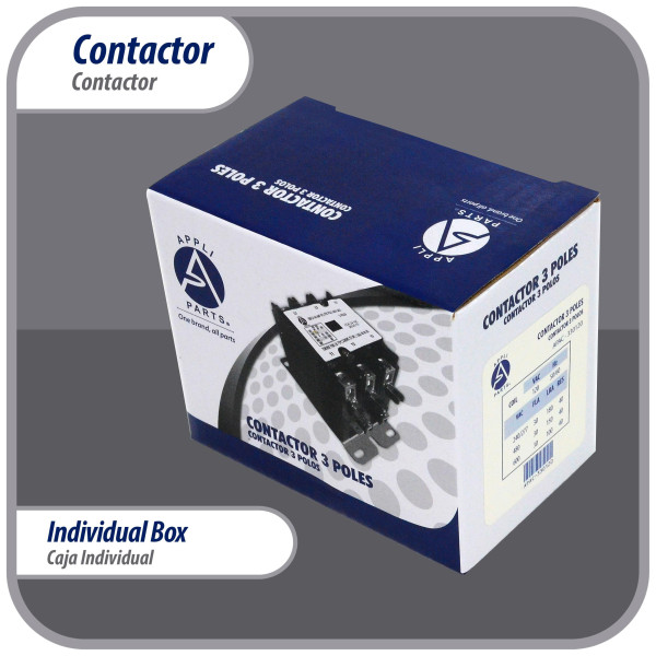 Appli Parts APAC-330120 Contactor 3 Polos 30A 120V Bobina Repuesto para Compresores de CA y Aplicaciones Electricas Certificacion UL E476929 de Trabajo Pesado Appli Parts APAC-330120 Contactor 3 Polos 30A 120V Bobina Repuesto para Compresores de CA y Aplicaciones Electricas Certificacion UL E476929 de Trabajo Pesado