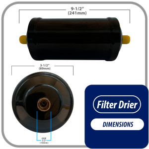 Appli Parts APFD-414S 1/2 in Liquid Line Refrigerant AC Filter Drier hvac Refrigeration 414S ODF Sweat Solder connection universal unidirectional 9-1/2 in long 3-1/2 in wide Appli Parts APFD-414S 1/2 in Liquid Line Refrigerant AC Filter Drier hvac Refrigeration 414S ODF Sweat Solder connection universal unidirectional 9-1/2 in long 3-1/2 in wide