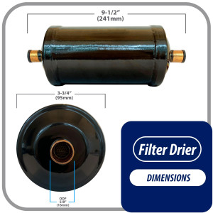 Appli Parts APFD-415S 5/8 in Liquid Line Refrigerant AC Filter Drier hvac Refrigeration 415S ODF Sweat Solder connection universal unidirectional 9-1/2 in long 3-3/4 in wide Appli Parts APFD-415S 5/8 in Liquid Line Refrigerant AC Filter Drier hvac Refrigeration 415S ODF Sweat Solder connection universal unidirectional 9-1/2 in long 3-3/4 in wide