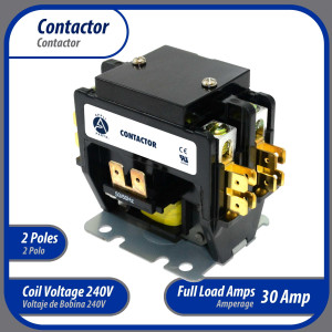 Appli Parts APAC-230240 Heavy Duty Contactor 2 Poles 30A 240V Coil Replacement for AC Compressors and Electrical Applications UL Certified E476929