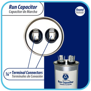 Appli Parts Condensador Capacitor de Marcha 30 Mfd uF (microfaradios) 370VAC o 450VAC CBB65 Universal Aire acondicionado y otras aplicaciones Redondo UL E476928 9.7cm Alto 4.4cm Ancho CON-30-450