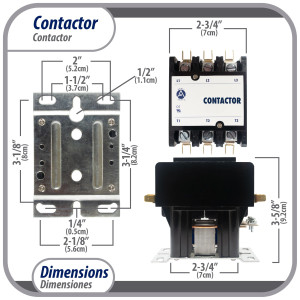 Appli Parts APAC-360120 Contactor 3 Polos 60A 120V Bobina Repuesto para Compresores de CA y Aplicaciones Electricas Certificacion UL 476929 de Trabajo Pesado