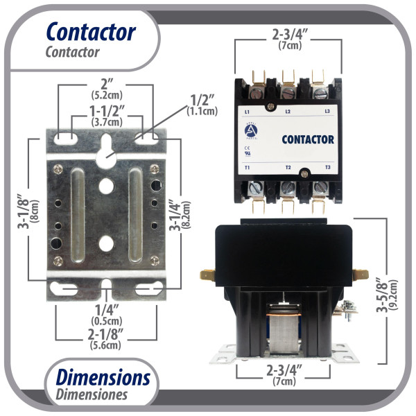 Appli Parts APAC-360120 Contactor 3 Polos 60A 120V Bobina Repuesto para Compresores de CA y Aplicaciones Electricas Certificacion UL 476929 de Trabajo Pesado Appli Parts APAC-360120 Contactor 3 Polos 60A 120V Bobina Repuesto para Compresores de CA y Aplicaciones Electricas Certificacion UL 476929 de Trabajo Pesado