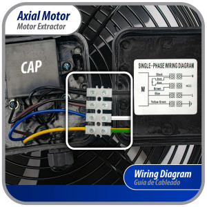 Appli Parts AXF-200-1 Extractor Axial 200 mm (7-7/8 pulg) 110V, 1 ph, 60 Hz, 40 W, 1600 rpm, Rango Temperatura -30 C a 60 C, incluye aspa y base tipo jaula