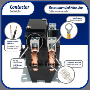 Appli Parts APAC-1S4024 Heavy Duty 1 Pole with Shunt Contactor 40 Amp 24 Volt Coil Replacement for ac Compressor and Electrical Applications UL E476929