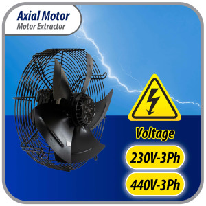 Appli Parts AXF-800-4 24-3/4 in Axial Fan Motor Guard Mounted Fan Blade 220-440 V, 3 Ph, 50-60 Hz, 2200 W, 1050 rpm, Universal replacement for Cold Room Evaporators and Condensing Units, Work Temp -22 F to 140 F 