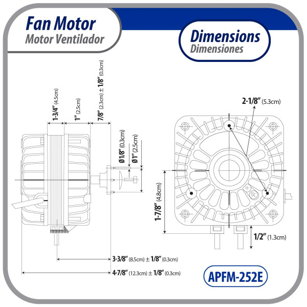 Appli Parts APFM-252E 25W Condenser and Evaporator Fan Motor 220V 60Hz 1.0A, Includes 12in Aluminum Fan Blade and Mounting Base, Universal Replacement for Commercial Refrigeration Units Appli Parts APFM-252E 25W Condenser and Evaporator Fan Motor 220V 60Hz 1.0A, Includes 12in Aluminum Fan Blade and Mounting Base, Universal Replacement for Commercial Refrigeration Units