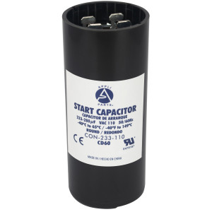 Appli Parts CON-233-110 Capacitor de Arranque 233-280 MFD (microfaradios) uF, 110-125 VAC. Universal para Motores Electricos, condensador de arranque de 3.7 cm de Diametro, 8.6 cm de Alto