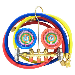 Appli Parts APMG-A3B36 Manometro R134,R22,R404,R410, Escala Presion psi, Escala Temperatura Fahrenheit, Cuerpo de Laton, Incluye adaptor 5/16 SAE a 1/4 SAE y Juego de Mangueras 90 cm 1/4 SAE Appli Parts APMG-A3B36 Manometro R134,R22,R404,R410, Escala Presion psi, Escala Temperatura Fahrenheit, Cuerpo de Laton, Incluye adaptor 5/16 SAE a 1/4 SAE y Juego de Mangueras 90 cm 1/4 SAE