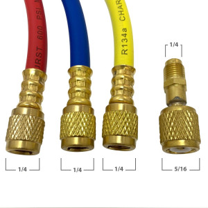 Appli Parts APMG-A3B36 R134,R22,R404,R410a Manifold Gauge Set, Brass Body, Includes 36 in long 1/4in SAE Hose Set and 5/16 in to 1/4 in SAE Adapter, Pressure psi, Temperature Fahrenheit Scales Appli Parts APMG-A3B36 R134,R22,R404,R410a Manifold Gauge Set, Brass Body, Includes 36 in long 1/4in SAE Hose Set and 5/16 in to 1/4 in SAE Adapter, Pressure psi, Temperature Fahrenheit Scales