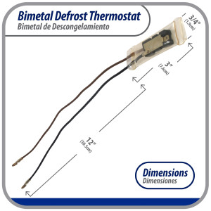 Appli Parts APBT-S2013 Bimetal Termico Tipo Asiatico 2 Cables Abre 13 C y Cierra 0 C, con cables Marron y Negro, Remplaza BIM-2013 Termodisco