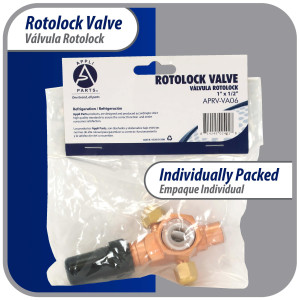 Appli Parts APRV-VA06 Valvula Rotolock V06 1 pulg x 1/2 pulg Soldable con puertos de acceso de 1/4 pulg Universal para sistemas de refrigeracion y aire acondicionado
