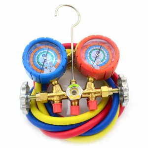 Appli Parts Analog Manifold Set R12/R22/R134/R404 Brass Includes 36in Hose Set With Sightglass 1/4in sae Apmg-A2b36s Ref. Ct-536g Appli Parts Analog Manifold Set R12/R22/R134/R404 Brass Includes 36in Hose Set With Sightglass 1/4in sae Apmg-A2b36s Ref. Ct-536g