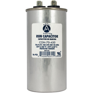Appli Parts Condensador Capacitor de Marcha 70 Mfd uF (microfaradios) 370VAC o 450VAC CBB65 Universal Aire acondicionado y otras aplicaciones Redondo UL E476928 12cm Alto 5.2cm Ancho CON-70-450