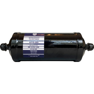 Appli Parts APFD-303 3/8 in Liquid Line Refrigerant AC Filter Drier hvac Refrigeration 303 SAE Flare connection universal unidirectional 10-1/2 in long 3-1/4 in wide Appli Parts APFD-303 3/8 in Liquid Line Refrigerant AC Filter Drier hvac Refrigeration 303 SAE Flare connection universal unidirectional 10-1/2 in long 3-1/4 in wide