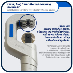 Appli Parts APT-FT300L Expansor Hidraulico, Corta Tubo y Desbarbador para tuberias 3/8, 1/2, 5/8, 3/4, 7/8, 1, 1-1/8, 1-1/4, 1-3/8, 1-1/2, 1-5/8 pulg para Cobre, Aluminio y otros materiales blandos