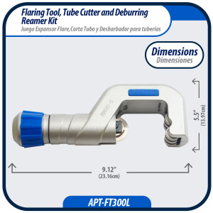Appli Parts APT-FT300L Expansor Hidraulico, Corta Tubo y Desbarbador para tuberias 3/8, 1/2, 5/8, 3/4, 7/8, 1, 1-1/8, 1-1/4, 1-3/8, 1-1/2, 1-5/8 pulg para Cobre, Aluminio y otros materiales blandos