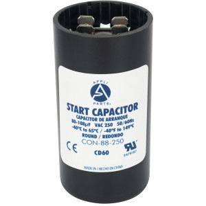 Appli Parts CON-88-250 Capacitor de Arranque 80-108 MFD (microfaradios) uF, 250 VAC. Universal para Motores Electricos, condensador de arranque de 3.7 cm de Diametro, 7 cm de Alto
