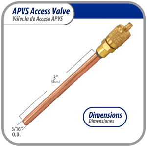 Appli Parts 10 Unidades Valvula de acceso de 1/4 SAE x 3/16 pulg OD x con vastago de cobre de 8cm de largo con nucleo y tapa de laton con removedor de nucleo y empacadura APVS-143163K10