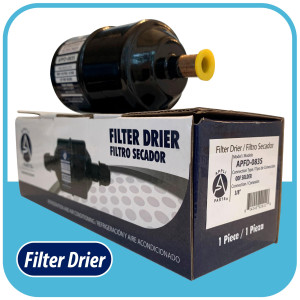 Appli Parts APFD-083S 3/8 in Liquid Line Refrigerant AC Filter Drier hvac Refrigeration 083S ODF Sweat Solder connection universal unidirectional 5-1/2 in long 2 in wide