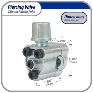 Appli Parts APT-PV210 Valvula perforadora 1/4, 5/16 o 3/8 pulg tipo bala con adaptadores y empacadura para sistemas de refrigeracion con puerto de servicio SAE de 1/4 pulg Appli Parts APT-PV210 Valvula perforadora 1/4, 5/16 o 3/8 pulg tipo bala con adaptadores y empacadura para sistemas de refrigeracion con puerto de servicio SAE de 1/4 pulg