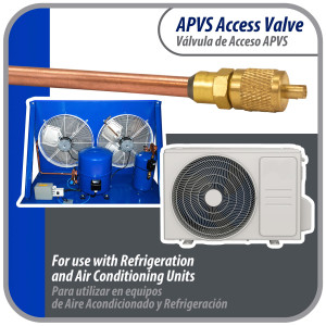 Appli Parts APVS-143162 1/4 in SAE Access Schrader Valve x 3/16 ODF x 2 in Copper Stem with Valve Core and Cap with gasket and core remover for AC and refrigeration systems