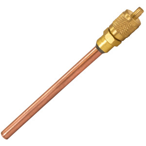Appli Parts Valvula de acceso de 1/4 SAE x 3/16 pulg OD x con vastago de cobre de 5cm de largo con nucleo y tapa de laton con removedor de nucleo y empacadura APVS-143162 Appli Parts Valvula de acceso de 1/4 SAE x 3/16 pulg OD x con vastago de cobre de 5cm de largo con nucleo y tapa de laton con removedor de nucleo y empacadura APVS-143162