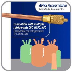 Appli Parts APVS-143162 1/4 in SAE Access Schrader Valve x 3/16 ODF x 2 in Copper Stem with Valve Core and Cap with gasket and core remover for AC and refrigeration systems