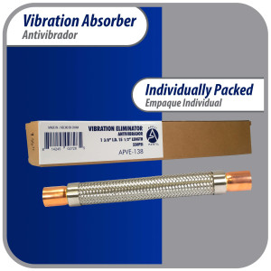 Appli Parts APVE-138 Antivibrador 1-3/8 pulg Soldable Eliminador de Vibracion 37cm Largo 500psi presion maxima de trabajo y 3.265psi presion de rotura