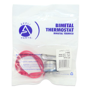 Appli Parts APBT-L70C Bimetal Termico 2 Cables Abre a 21C y Cierra a 10C, con clip, cables de colores rojo y rojo, Referencia BIM-70 / Termodisco