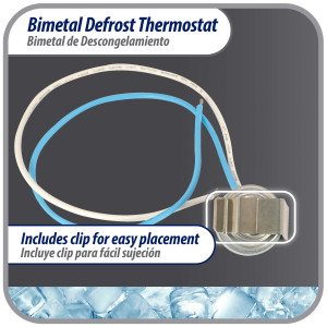 Appli Parts APBT-L45C Bimetal Termico 2 Cables Abre a 7 C y Cierra a -4 C, con clip, cables de colores negro y negro, Referencia BIM-315 Termodisco