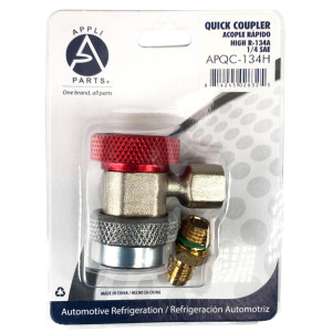 Appli Parts APQC-134H Quick Coupler R-134a High for Automotive Air Conditioning Charging and Service Red 1/4 in Bronze Adapter Appli Parts APQC-134H Quick Coupler R-134a High for Automotive Air Conditioning Charging and Service Red 1/4 in Bronze Adapter