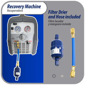 Appli Parts APRRM-11 Maquina recuperadora de refrigerante 1 Hp, 110 V, 60Hz, portable funciona con multiples refrigerantes, incluye filtro secador y manguera