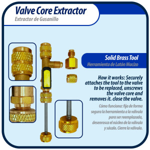 Appli Parts APT-VCR Valve Core Remover Tool with 1/4 to 5/16 in port adaptor