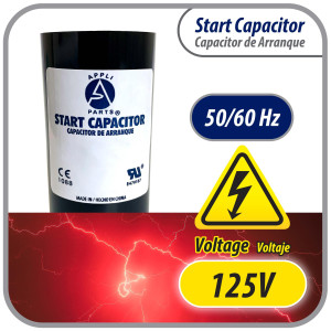 Appli Parts CON-300-110 Capacitor de Arranque 300-360 MFD (microfaradios) uF, 110-125 VAC. Universal para Motores Electricos, condensador de arranque de 3.7 cm de Diametro, 8.6 cm de Alto