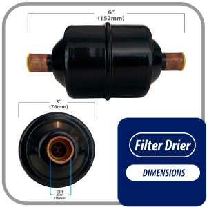 Appli Parts APFD-165S 5/8 in Liquid Line Refrigerant AC Filter Drier hvac Refrigeration 165S ODF Sweat Solder connection universal unidirectional 6in long 3in wide Appli Parts APFD-165S 5/8 in Liquid Line Refrigerant AC Filter Drier hvac Refrigeration 165S ODF Sweat Solder connection universal unidirectional 6in long 3in wide