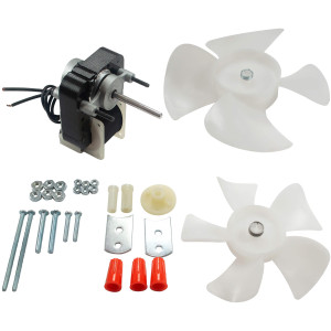 Appli Parts APFM-672 1/130 Hp Fan Motor, 220 V, 50/60 Hz, 3000 rpm, Reversible rotation, Universal Fan Motor Kit, Shaft 3/16 in by 1-1/4 in long includes 2 Fan Blades 4 and 5.5 in, UL, NUV-672, SM672