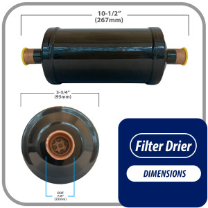 Appli Parts APFD-417S 7/8 in Liquid Line Refrigerant AC Filter Drier hvac Refrigeration 417S ODF Sweat Solder connection universal unidirectional 10-1/2 in long 3-3/4 in wide Appli Parts APFD-417S 7/8 in Liquid Line Refrigerant AC Filter Drier hvac Refrigeration 417S ODF Sweat Solder connection universal unidirectional 10-1/2 in long 3-3/4 in wide