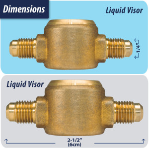 Appli Parts APSG-14A Visor de Liquido 1/4 pulg Flare e Indicador de Humedad con conexiones Rosca con cuerpo solido para Sistemas de Refrigeracion y Aire Acondicionado compatible con refrigerantes CFC, HCFC, HFC