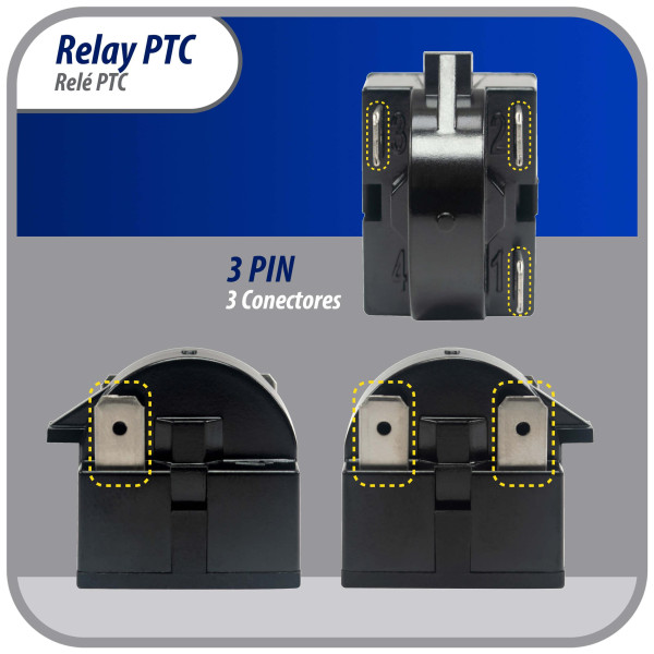 Refrigerator Compressor Parts and Accessories - PTC 3 Pin Starter Relay and  Overload Protector for Mini Fridge and Wine Cooler - Compatible with LG