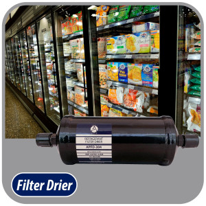 Appli Parts APFD-304 1/2 in Liquid Line Refrigerant AC Filter Drier hvac Refrigeration 304 SAE Flare connection universal unidirectional 10-1/2 in long 3-1/4 in wide