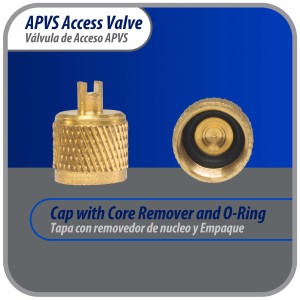 Appli Parts 10 unidades Valvula de acceso de 1/4 SAE x 1/4 pulg OD x con vastago de cobre de 5cm de largo con nucleo y tapa de laton con removedor de nucleo y empacadura APVS-14142K10