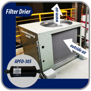 Appli Parts APFD-305 5/8 in Liquid Line Refrigerant AC Filter Drier hvac Refrigeration 305 SAE Flare connection universal unidirectional 10-1/2 in long 3-1/4 in wide