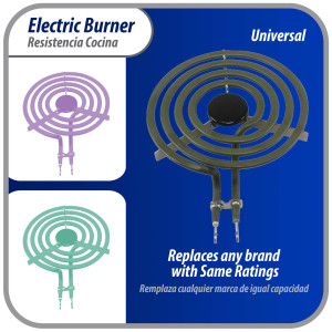 MP15YA Appli Parts Electric Range Burner Heater Element 4 Turns, 6 in, 1500 W, 240 V, Compatible with General Electric Whirlpool 660532, WP660532, WB30T10073, SU205, 660532, TS4W6215, 404080, 5303310283