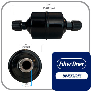 Appli Parts APFD-165 5/8 in Liquid Line Refrigerant AC Filter Drier hvac Refrigeration 165 SAE Flare connection universal unidirectional 6in long 3in wide Appli Parts APFD-165 5/8 in Liquid Line Refrigerant AC Filter Drier hvac Refrigeration 165 SAE Flare connection universal unidirectional 6in long 3in wide