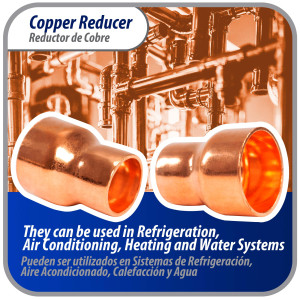 Appli Parts AP-R078058 Reductor de Cobre de 7/8x5/8 pulg Conexiones CxC soldadas para aplicaciones de refrigeracion, aire acondicionado y plomeria Tuberia de cobre ACR y Tipo L
