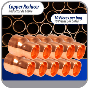 Appli Parts AP-R078058 Reductor de Cobre de 7/8x5/8 pulg Conexiones CxC soldadas para aplicaciones de refrigeracion, aire acondicionado y plomeria Tuberia de cobre ACR y Tipo L