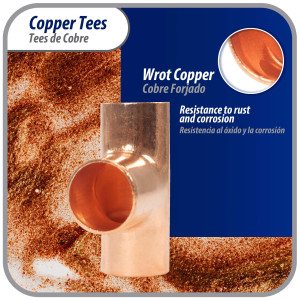 Appli Parts AP-T058B10 5/8pulg Tee de Cobre Conexiones CxCxC soldadas para aplicaciones de refrigeracion, aire acondicionado y plomeria Tuberia de Cobre ACR y Tipo L (10 x Bolsa)