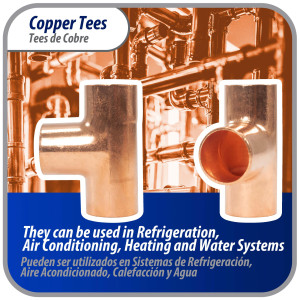Appli Parts AP-T058 5/8 pulg Tee de Cobre Conexiones CxCxC soldadas para aplicaciones de refrigeracion, aire acondicionado y plomeria Tuberia de Cobre ACR y Tipo L